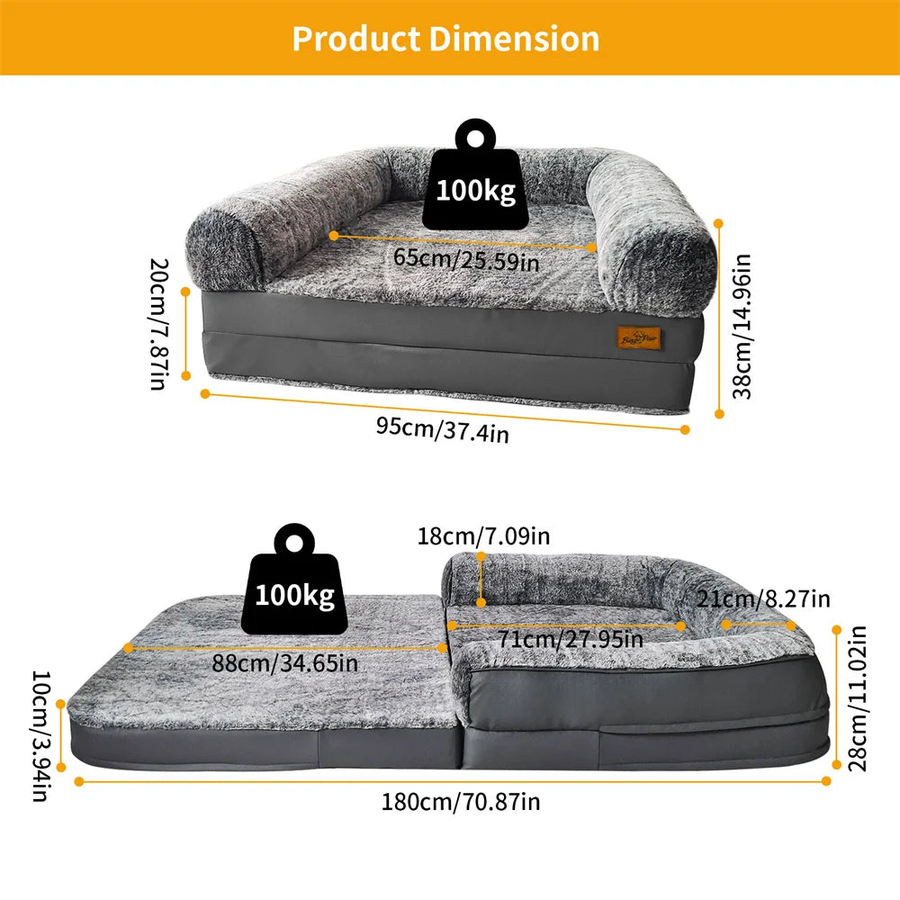 BORWARTCN Foldable Dog Bed For Adults 2 In 1 Calming