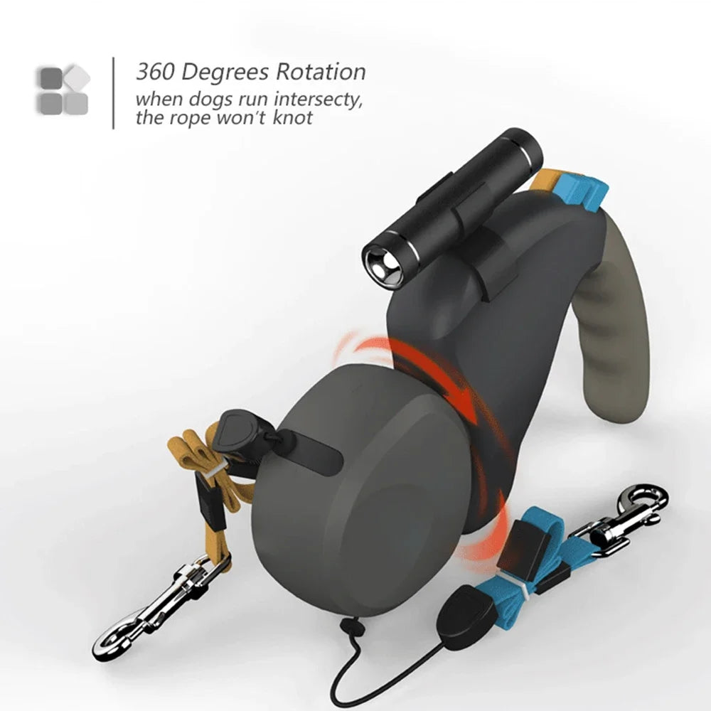 CN Guangdong Dual Dog Leash With Light Retractable Adjustable