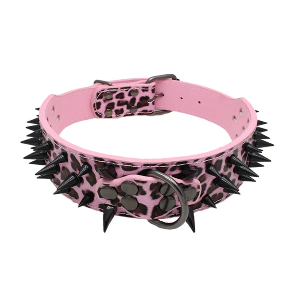 PU Leather Spiked Dog Collar Adjustable Anti Bite Pet Accessory