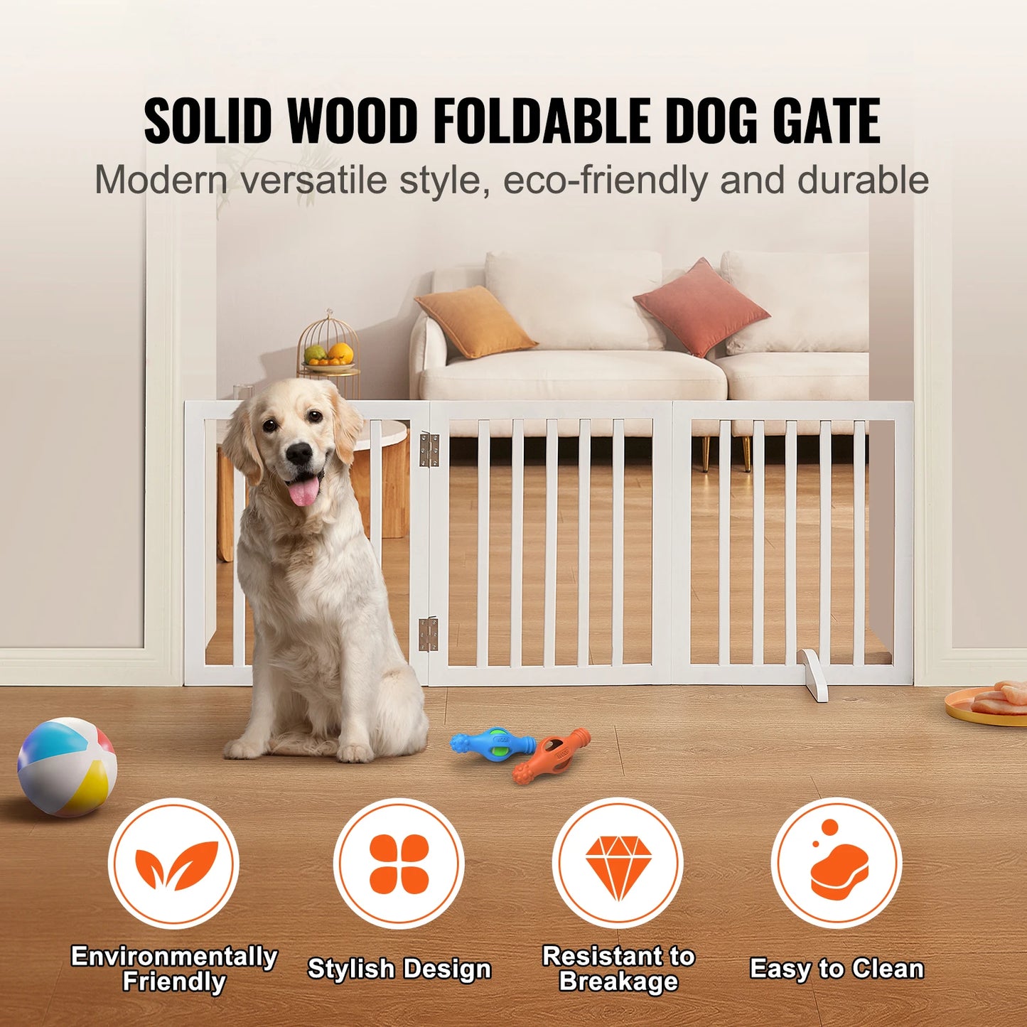 SucceBuy Freestanding 3 Panel Foldable Dog Gate Narrow Passages