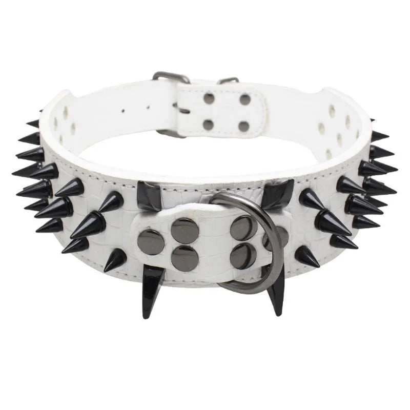 PU Leather Spiked Dog Collar Adjustable Anti Bite Pet Accessory