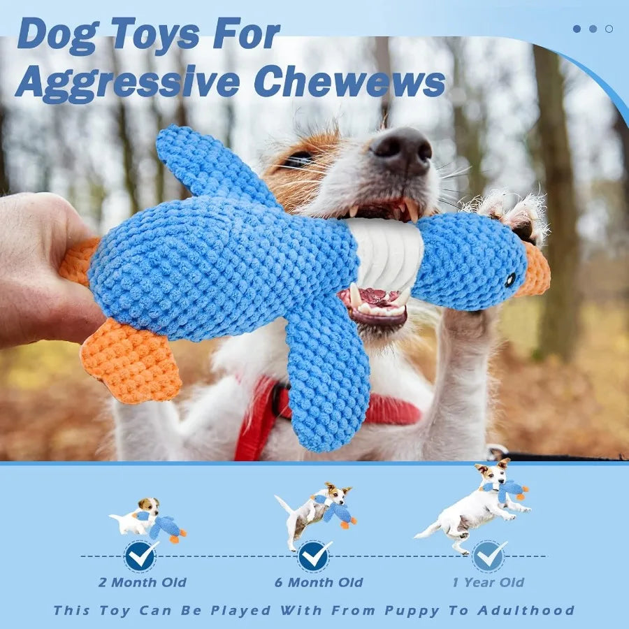 Hign-concerned Indestructible Goose Dog Toy For Aggressive Chewers Squeaky Plush