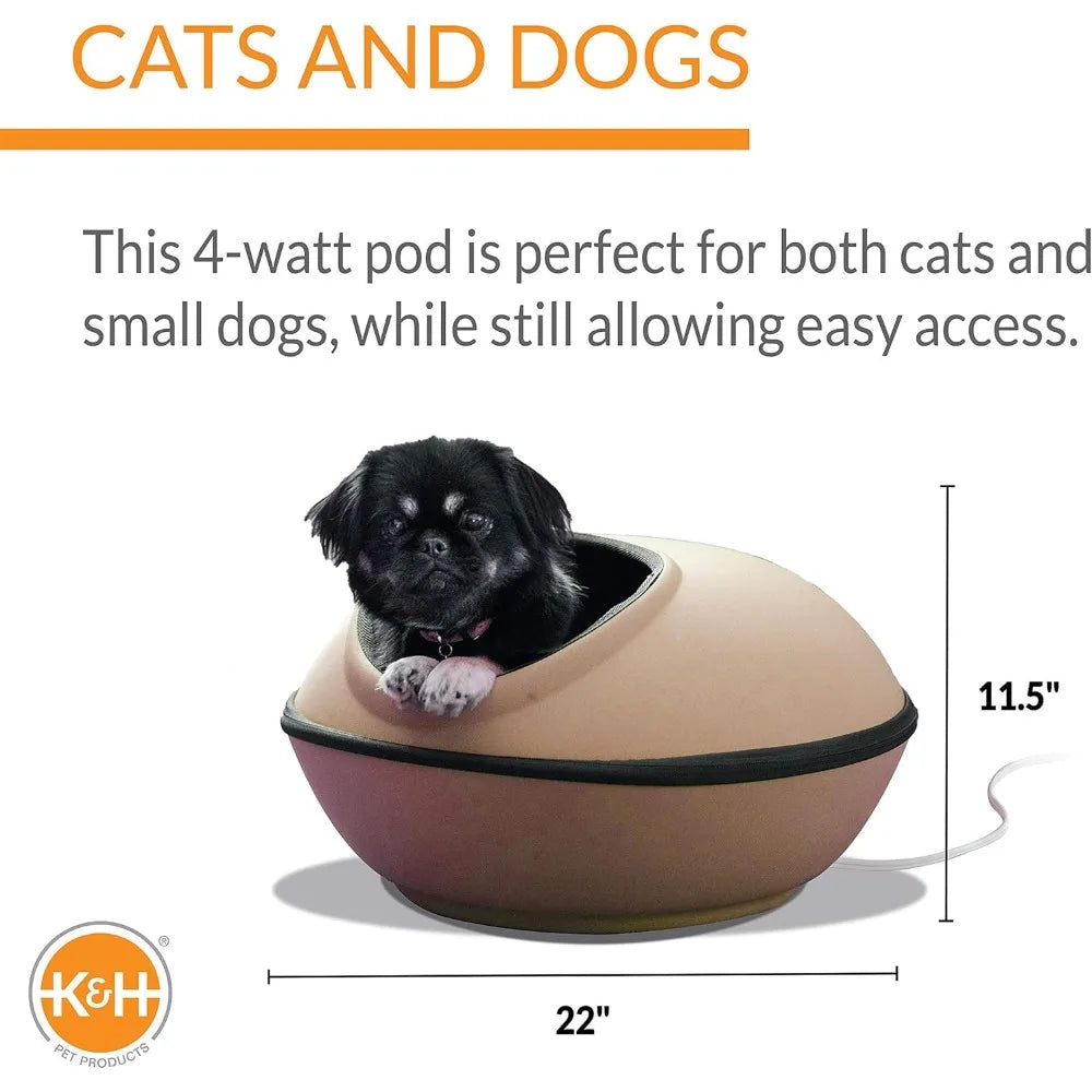 K&H Pet Products Heated Cat Bed Thermo-Kitty Dream Pod