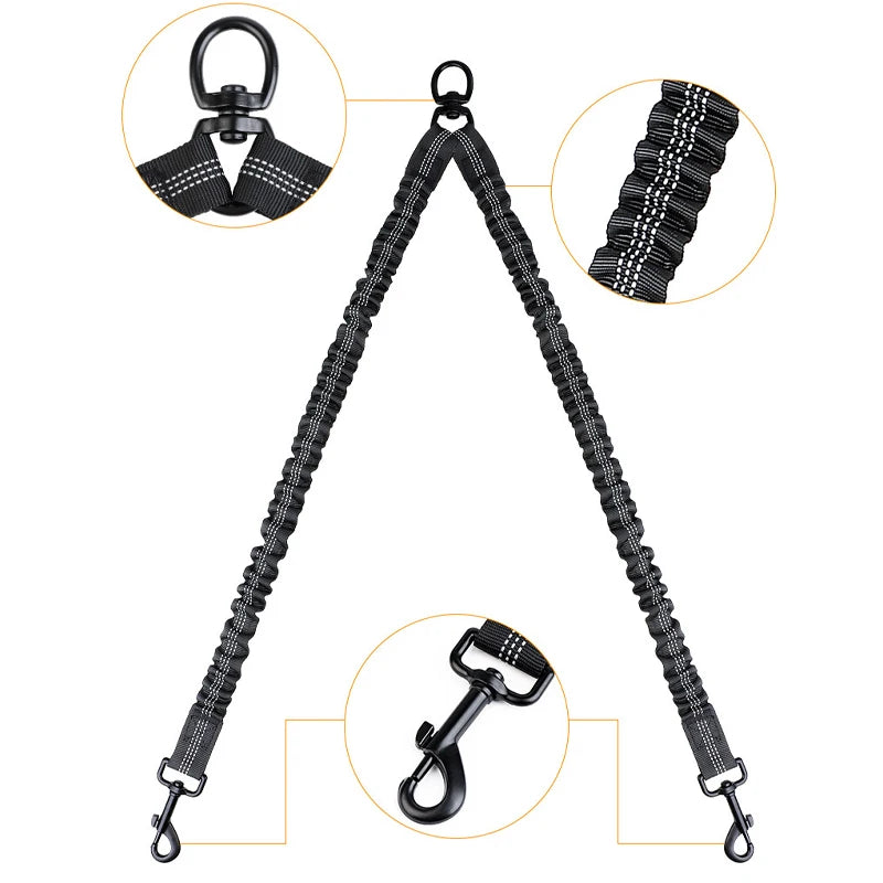 YTYINCN Pet Dog Double Leash Two Head Elastic Rope