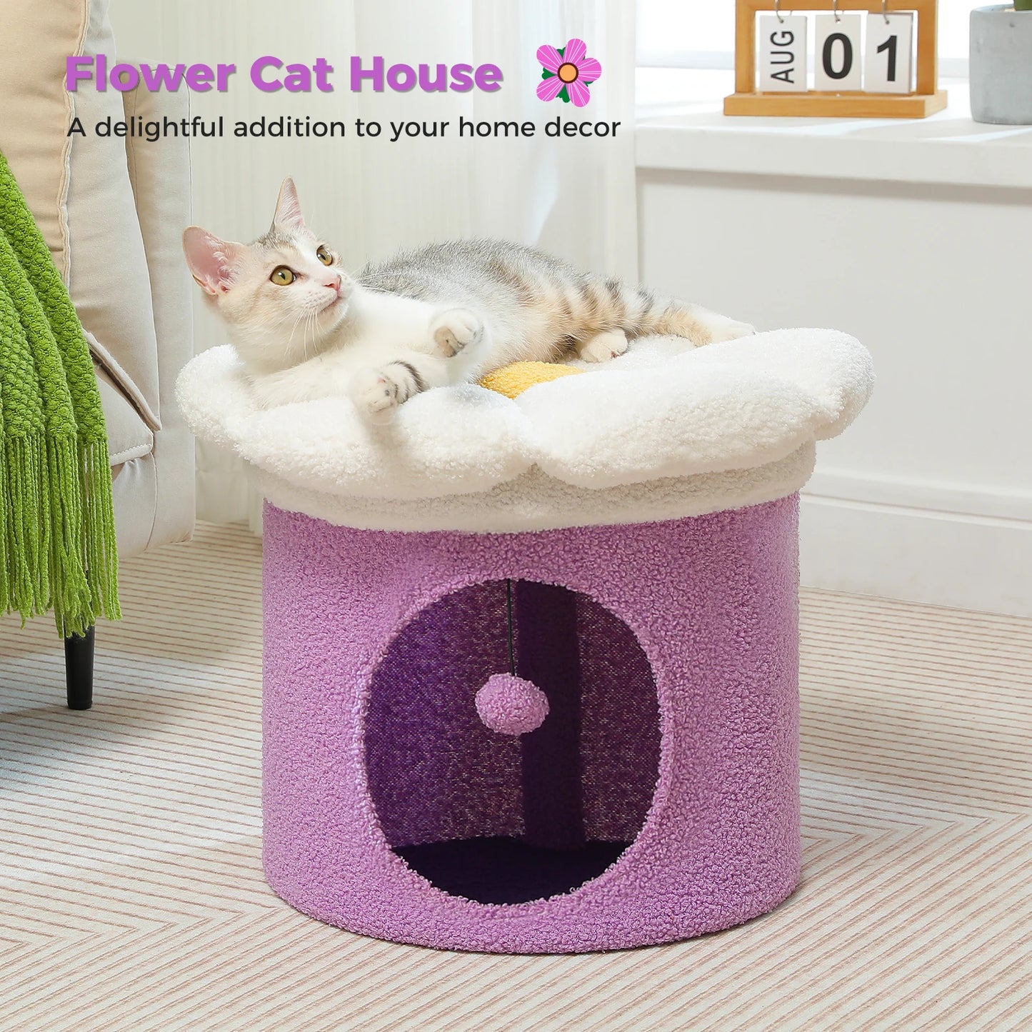 PAWZ Road Indoor Cat House with Removable Flower Bed Cave