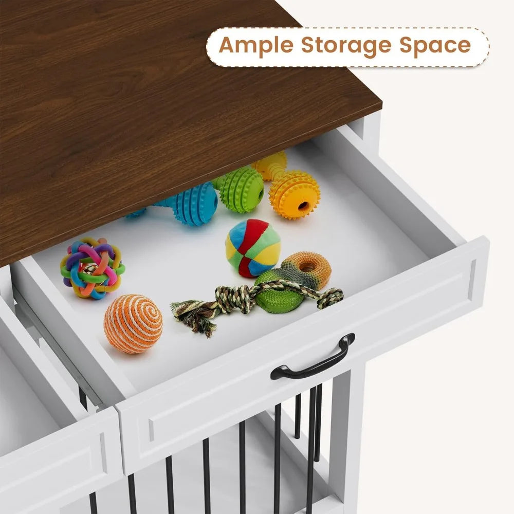 DAFIFY Indoor Luxury Wooden Dog Crate With Drawers