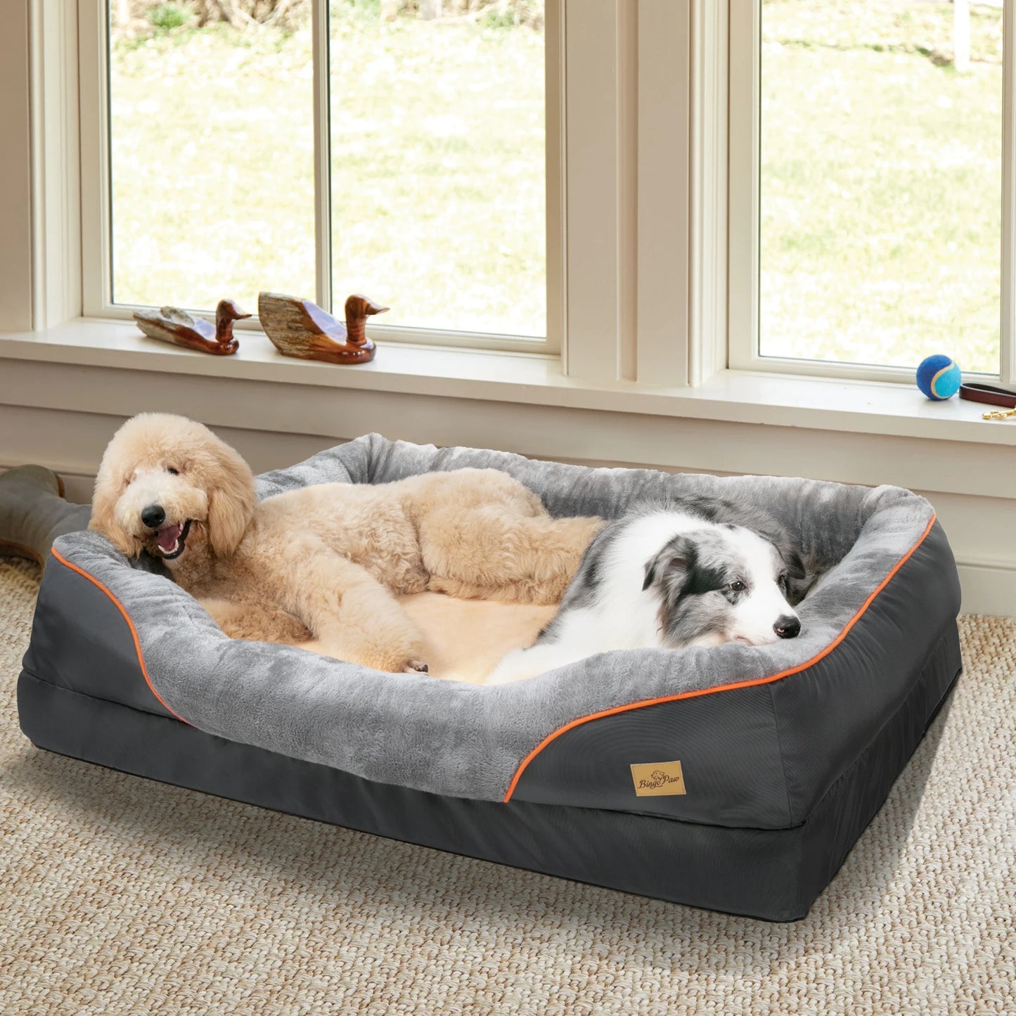BINGOPAW Dog Bed With Removable Washable Fleece Cover Waterproof