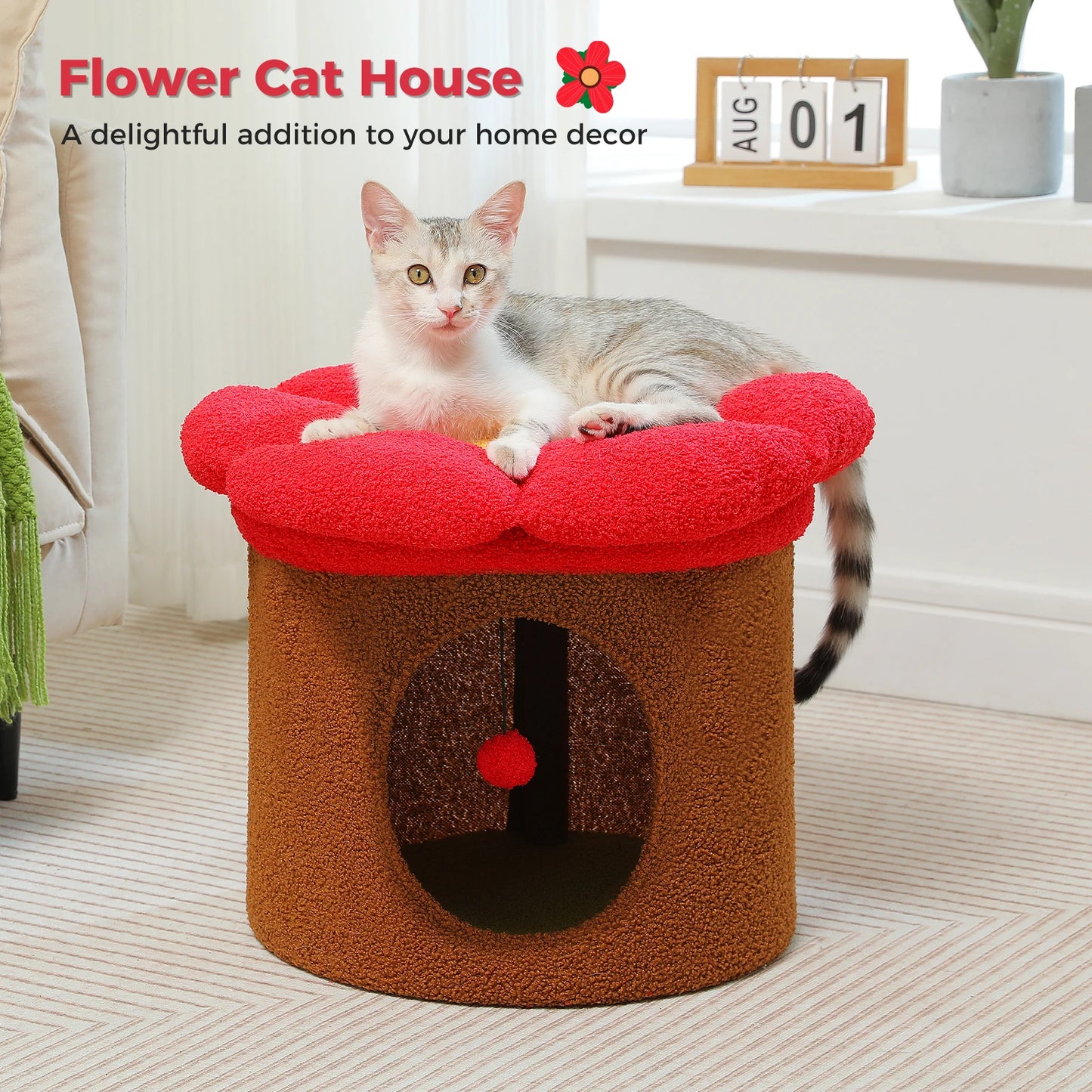 PAWZ Road Indoor Cat House with Removable Flower Bed Cave