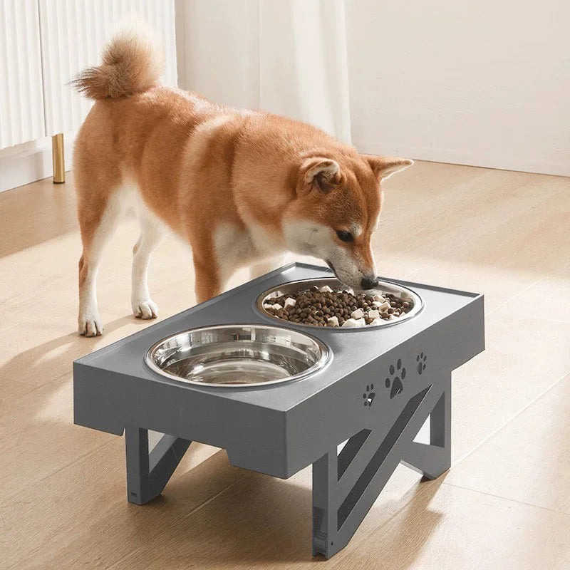 Hign-concerned Adjustable Lifting Dog Bowl Feeder Three Heights