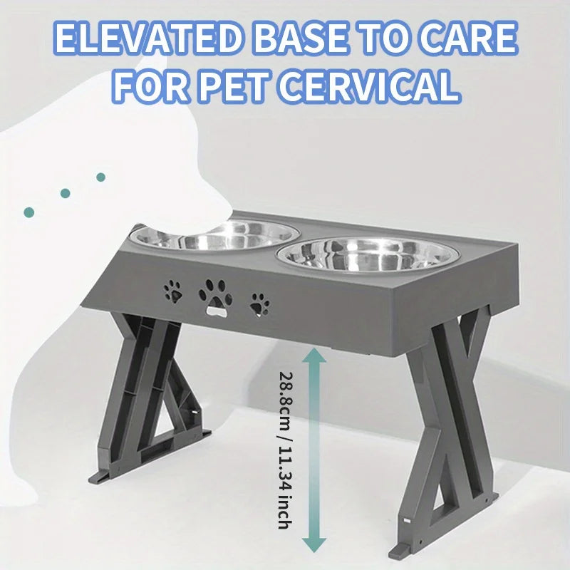 Hign-concerned Adjustable Lifting Dog Bowl Feeder Three Heights