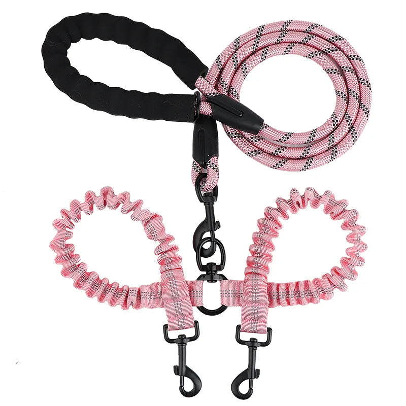 YTYINCN Pet Dog Double Leash Two Head Elastic Rope
