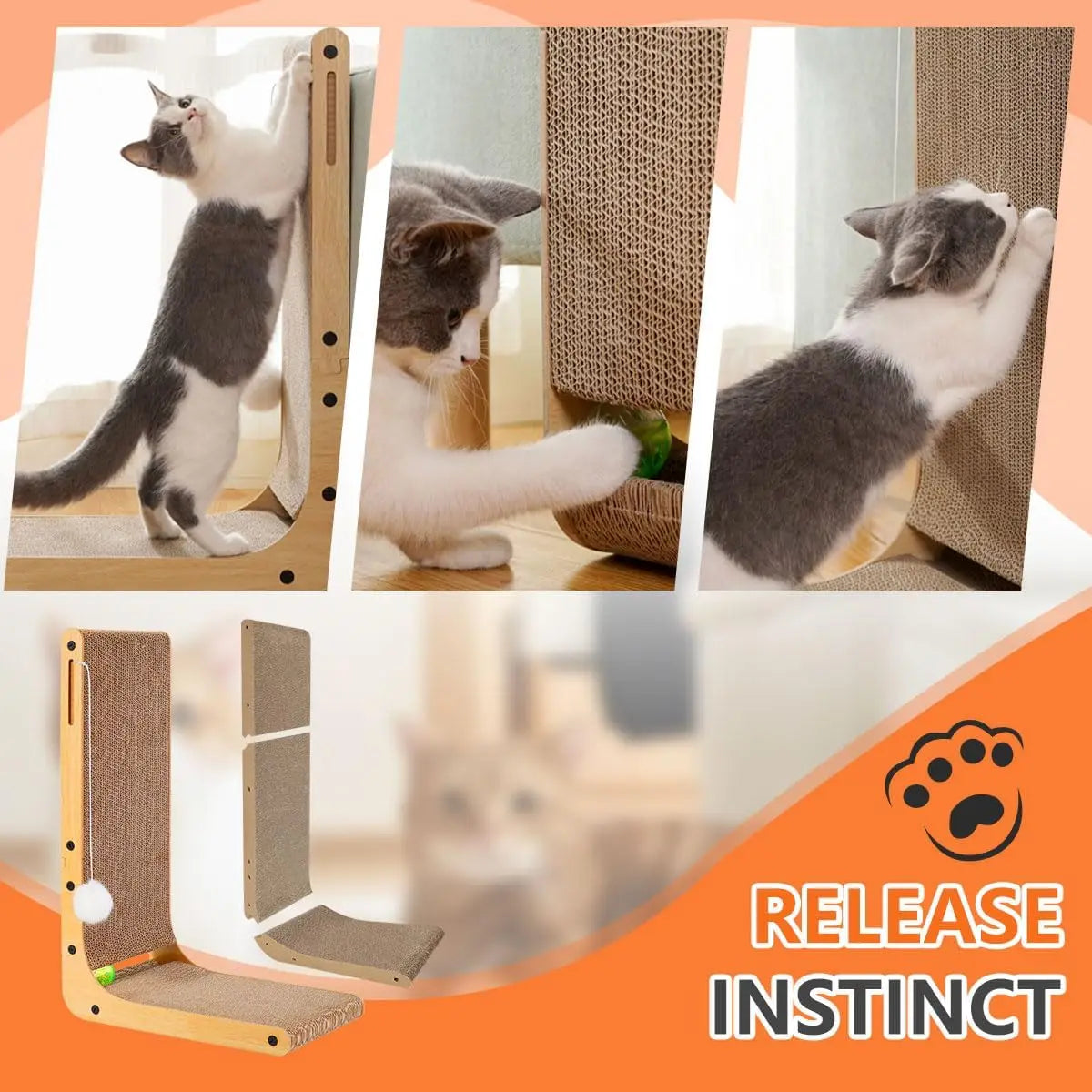L Shape Wooden Cat Scratcher For Indoor Cats Home Use