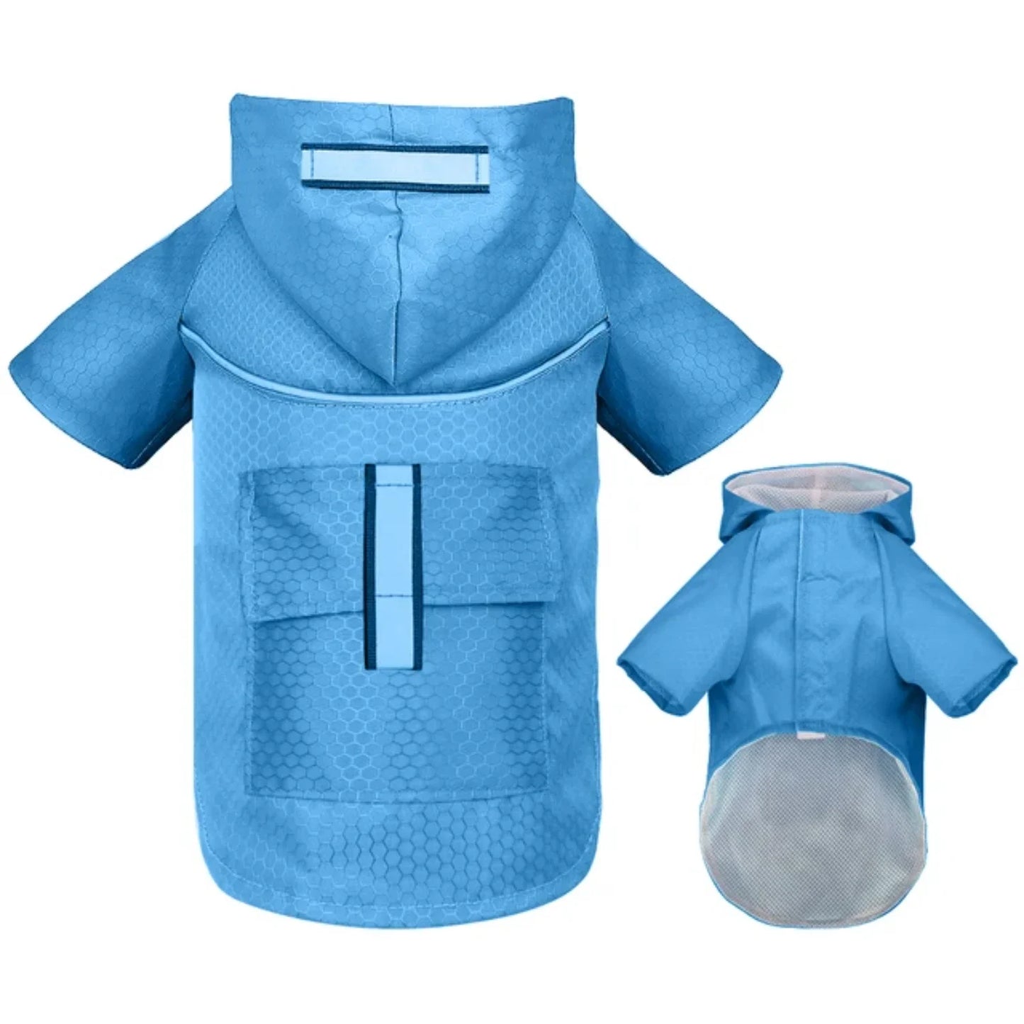 Mesh Breathable Dog Raincoat With Hood Reflective Durable Pocket Jacket