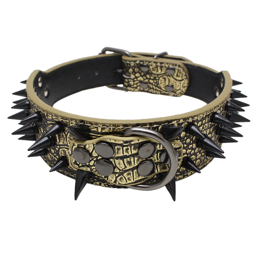 PU Leather Spiked Dog Collar Adjustable Anti Bite Pet Accessory