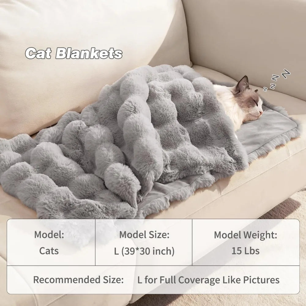 Ultra Soft Fuzzy Faux Fur Dog Cat Blanket Reversible Plush