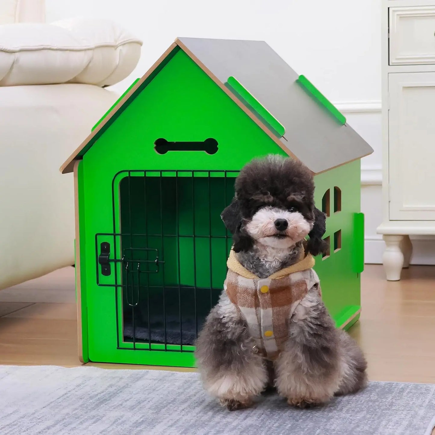 Cozy Indoor Wooden Dog House for Small Dogs and Cats