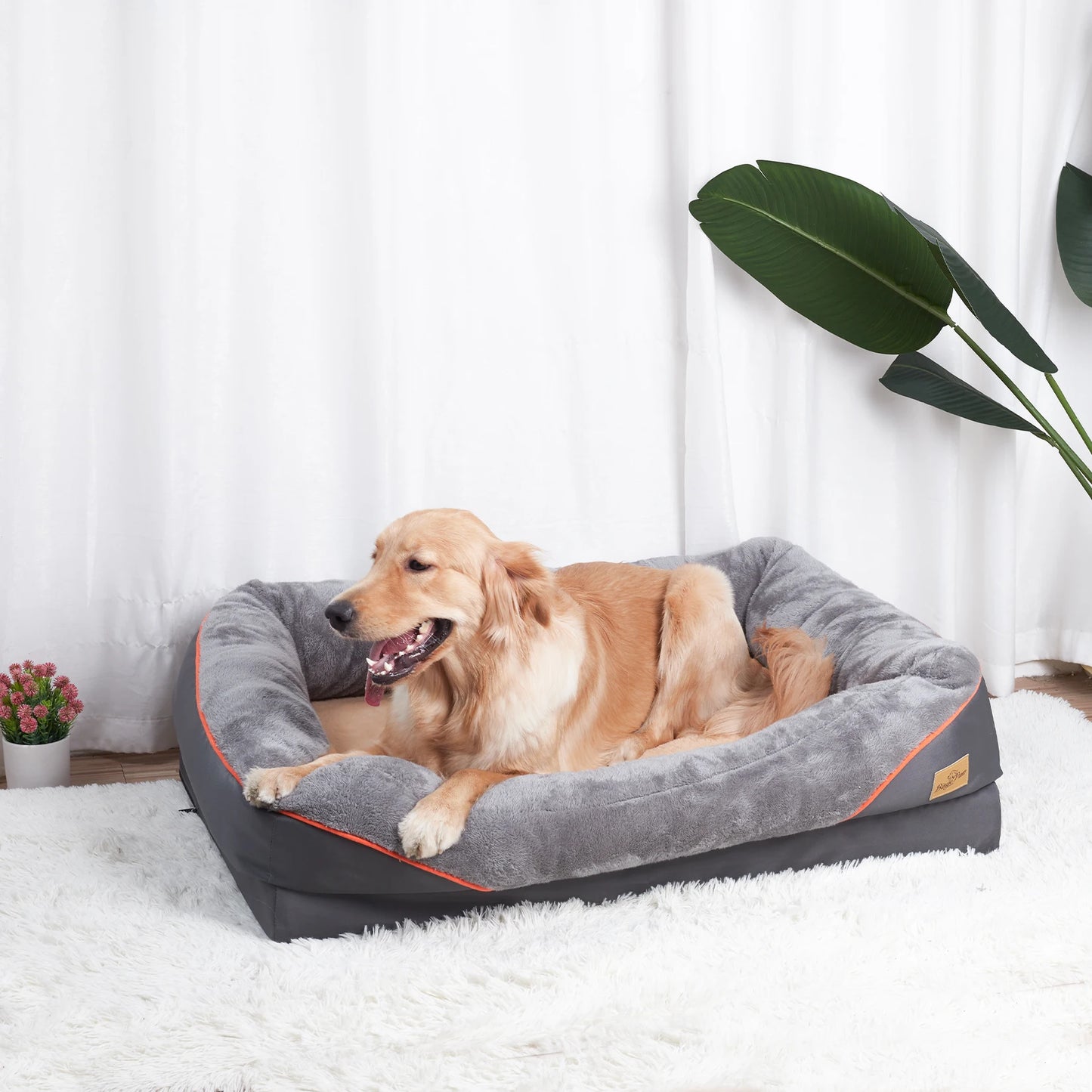 BINGOPAW Dog Bed With Removable Washable Fleece Cover Waterproof