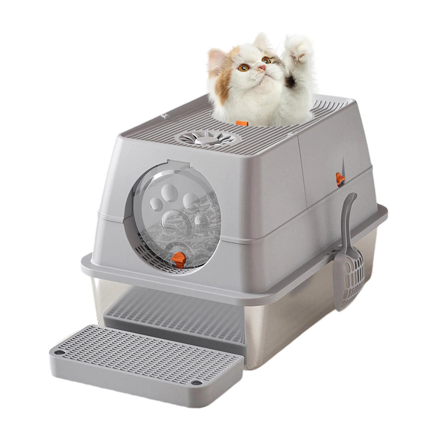 HiMISS Stainless Steel Litter Box With Lid And Scoop