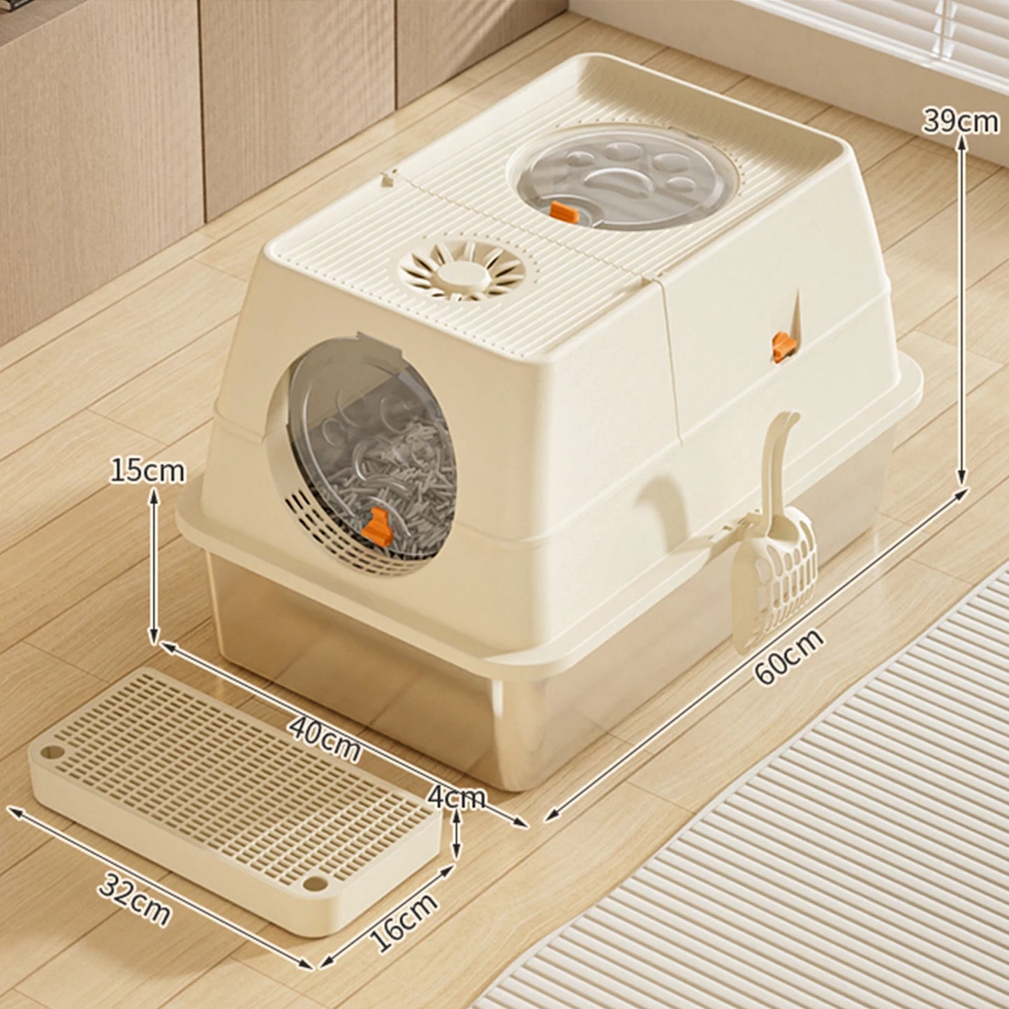 HiMISS Stainless Steel Litter Box With Lid And Scoop