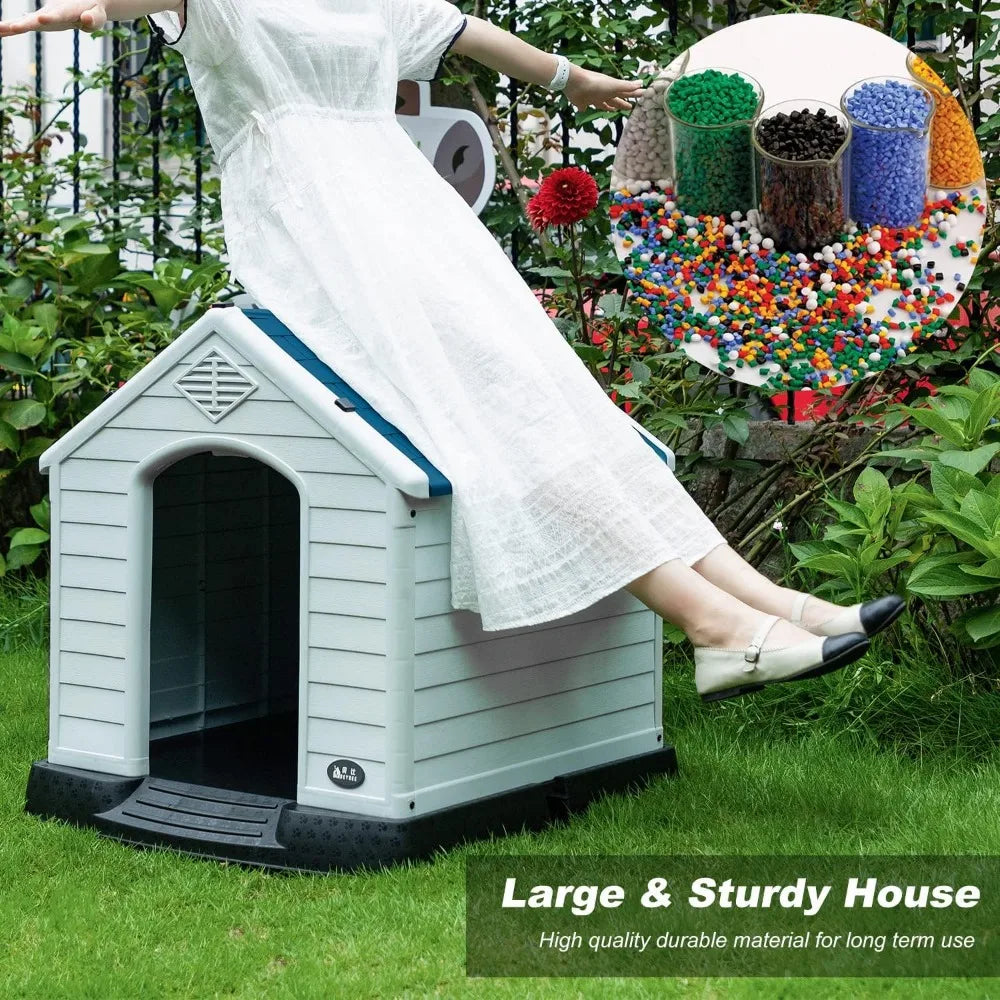 Durable Ventilated Waterproof Plastic Dog House Indoor Outdoor Use