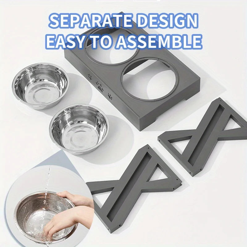 Hign-concerned Adjustable Lifting Dog Bowl Feeder Three Heights