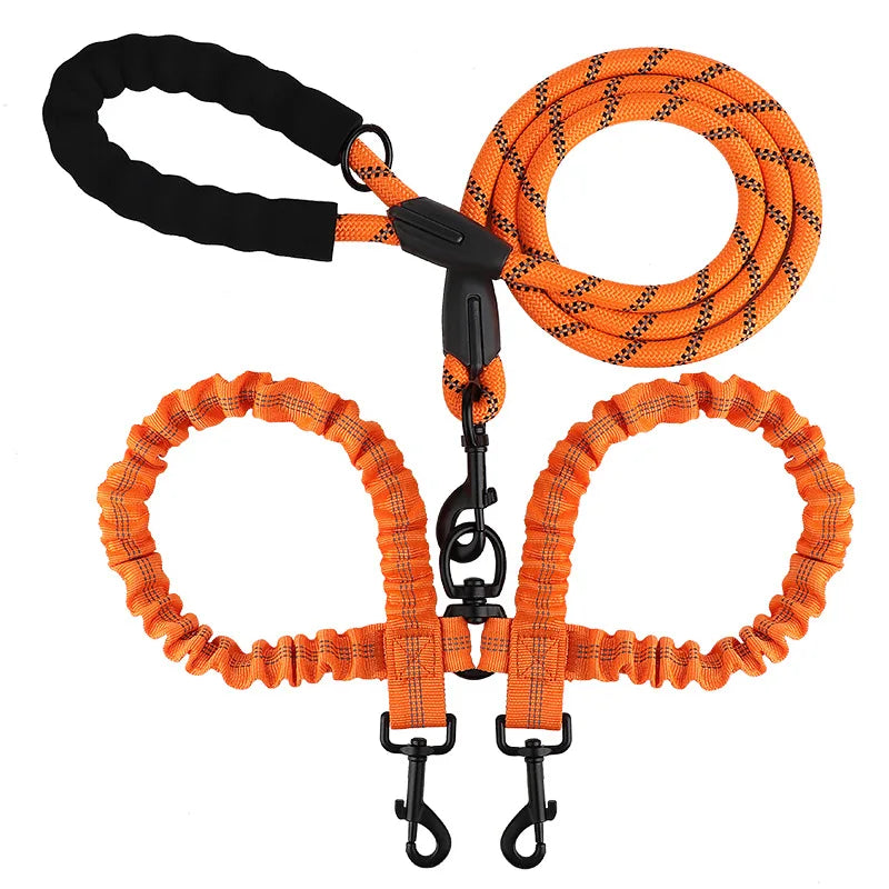 YTYINCN Pet Dog Double Leash Two Head Elastic Rope