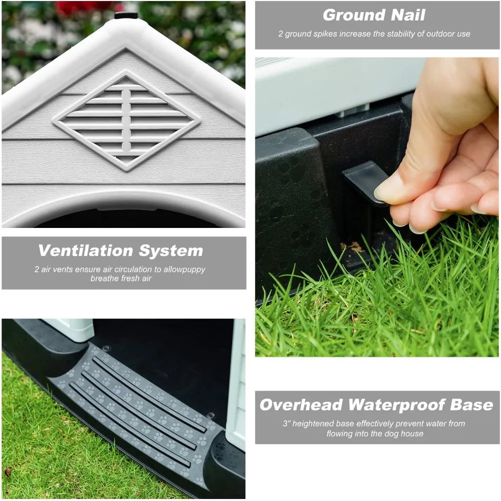 Durable Ventilated Waterproof Plastic Dog House Indoor Outdoor Use