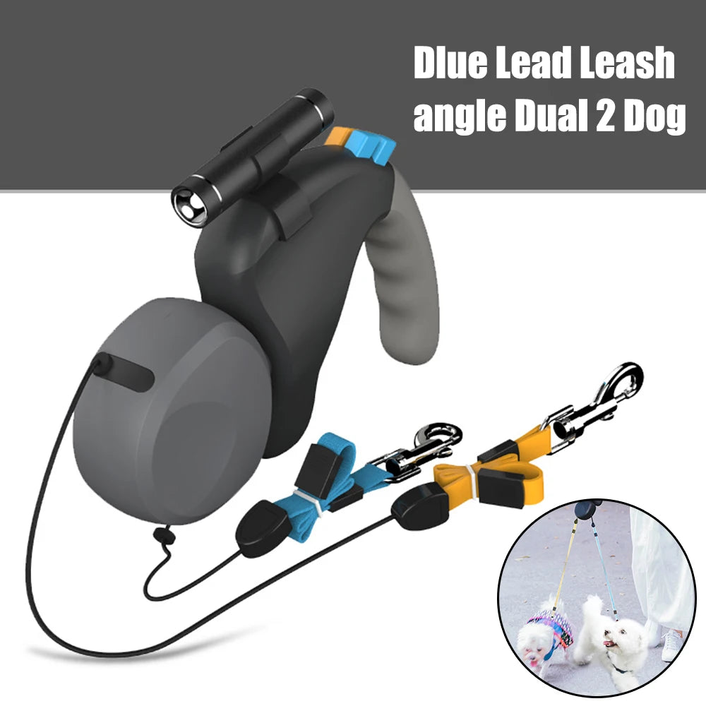 CN Guangdong Dual Dog Leash With Light Retractable Adjustable