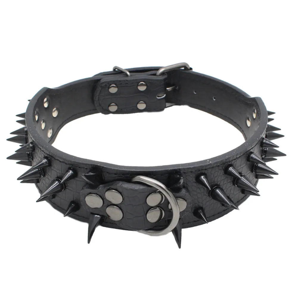 PU Leather Spiked Dog Collar Adjustable Anti Bite Pet Accessory