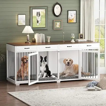 DAFIFY Indoor Luxury Wooden Dog Crate With Drawers
