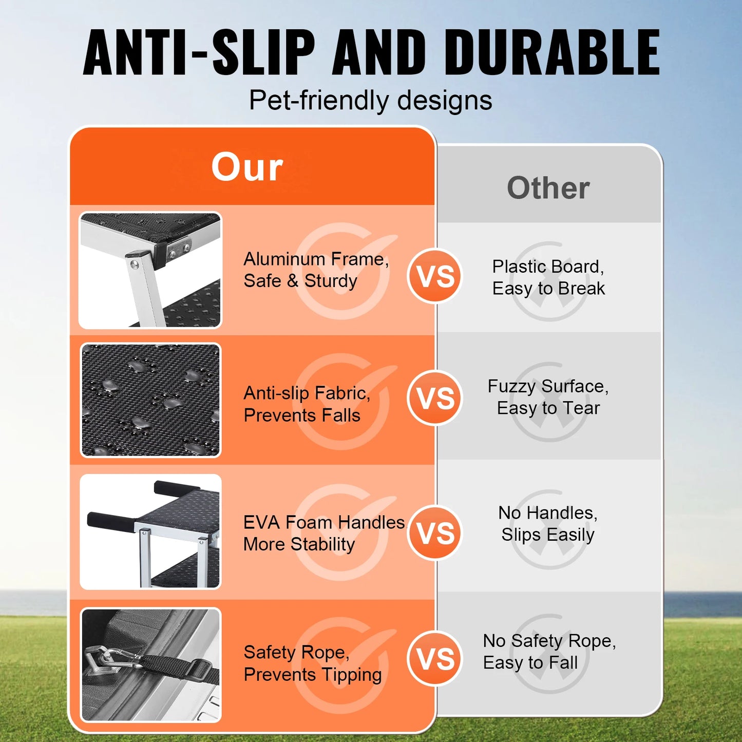 SucceBuy Dog Car Stair Folding Portable Pet Steps Aluminum