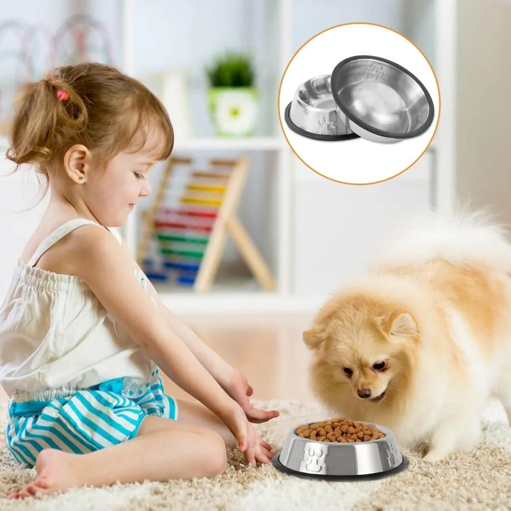 Hign-concerned Stainless Steel Cat and Dog Bowls 4 Pack NonSlip