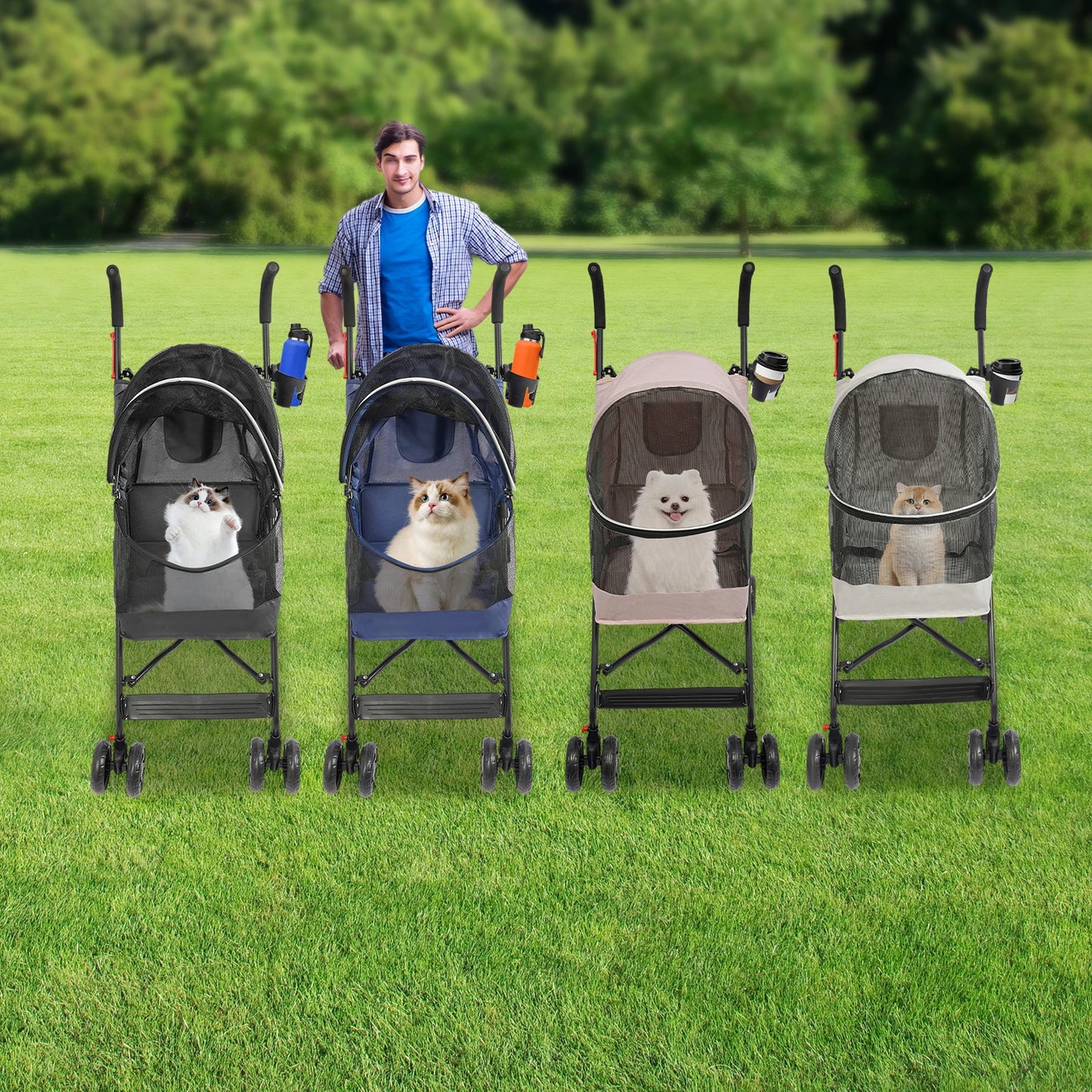 Oxford Cloth Pet Travel Stroller Foldable For Small Medium Pets