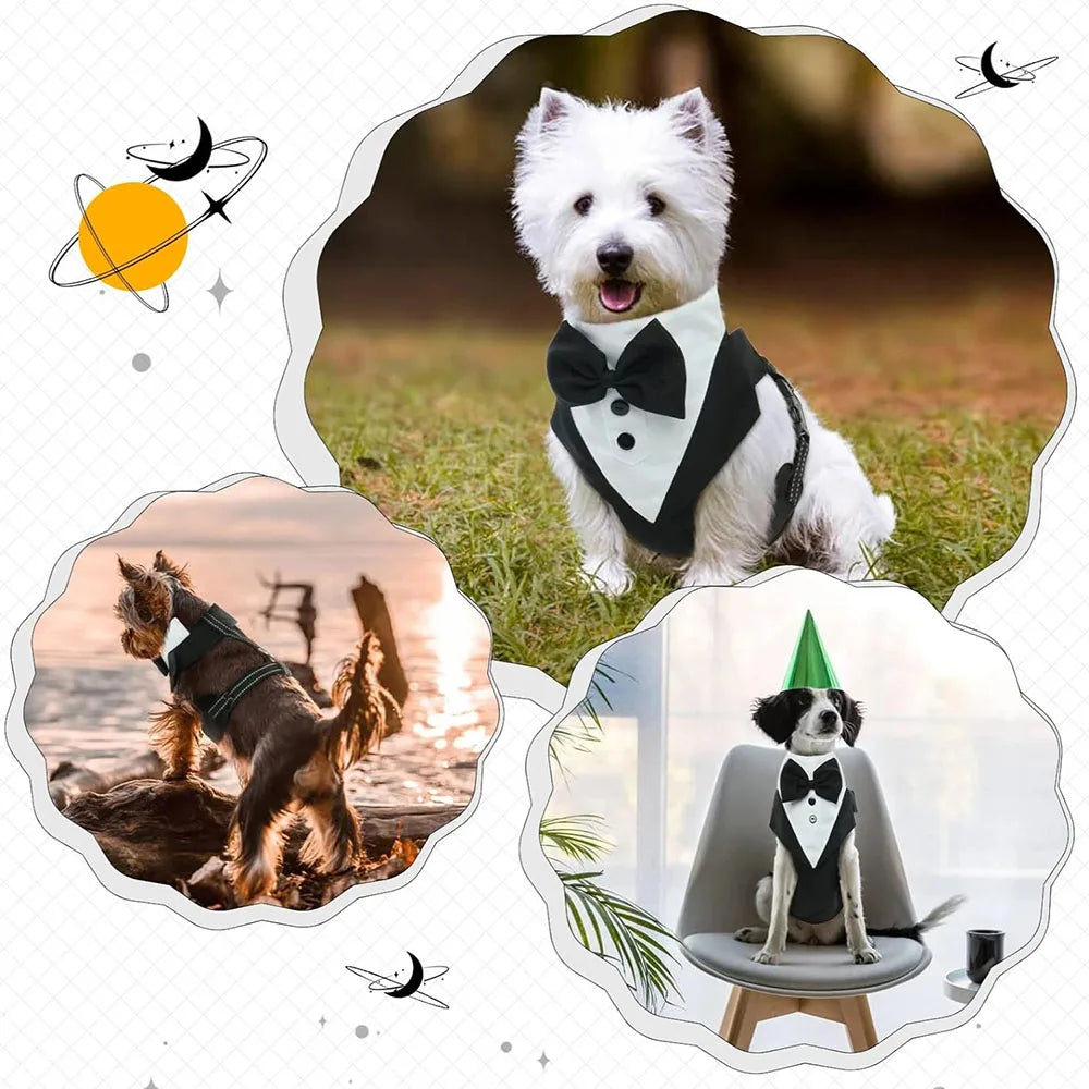 Dog Tuxedo Adjustable Harness No Pull With Bow Tie