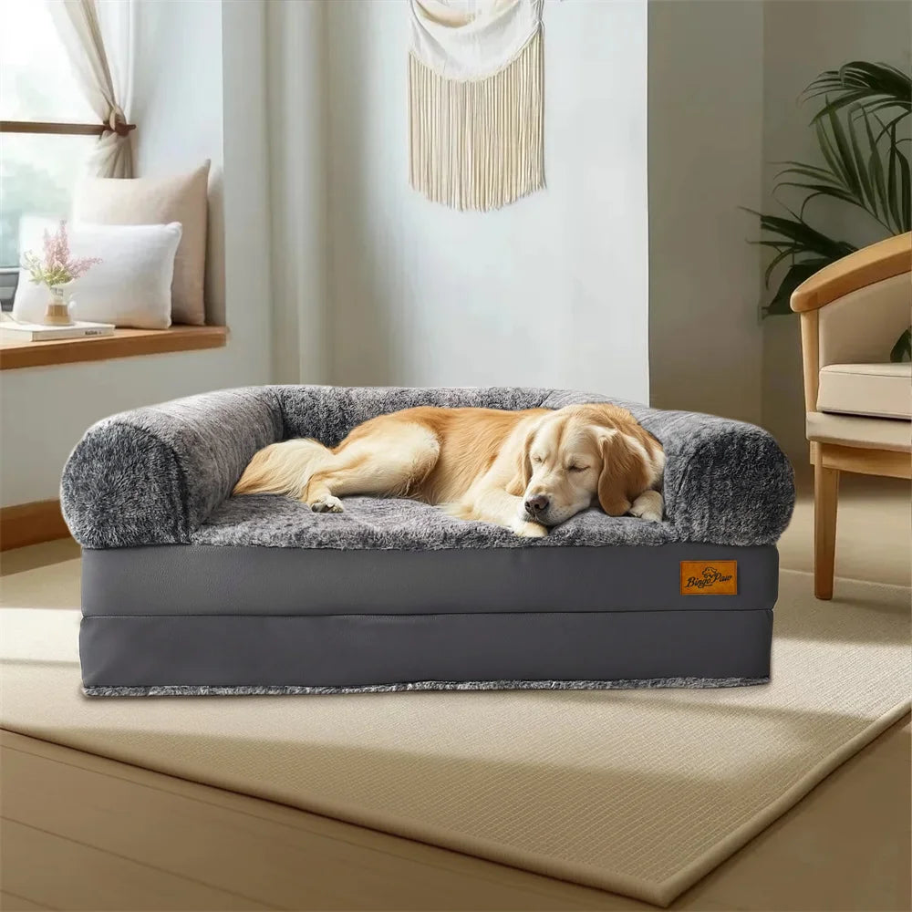 BORWARTCN Foldable Dog Bed For Adults 2 In 1 Calming