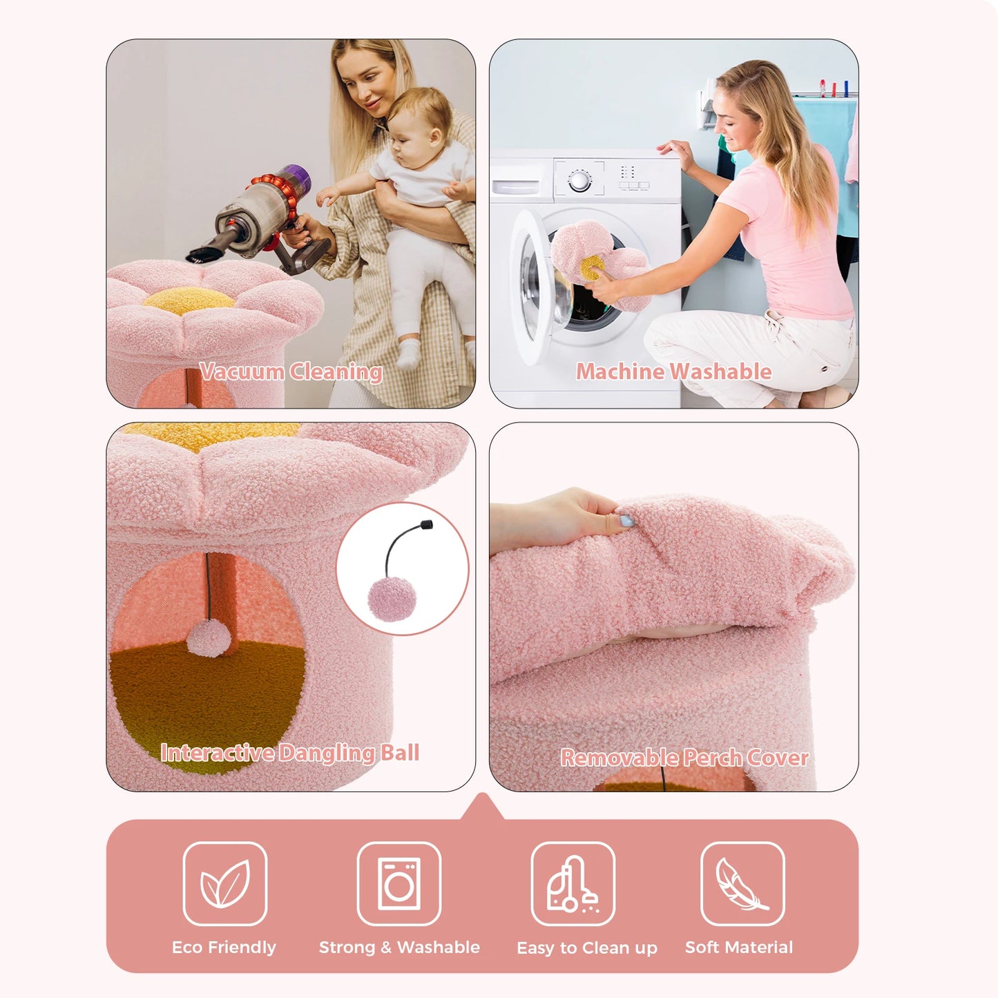 PAWZ Road Indoor Cat House with Removable Flower Bed Cave