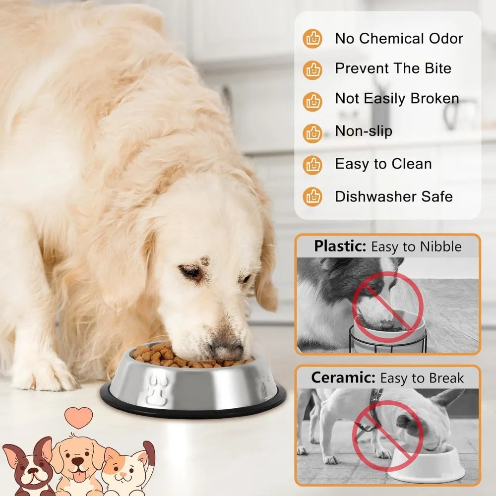 Hign-concerned Stainless Steel Cat and Dog Bowls 4 Pack NonSlip