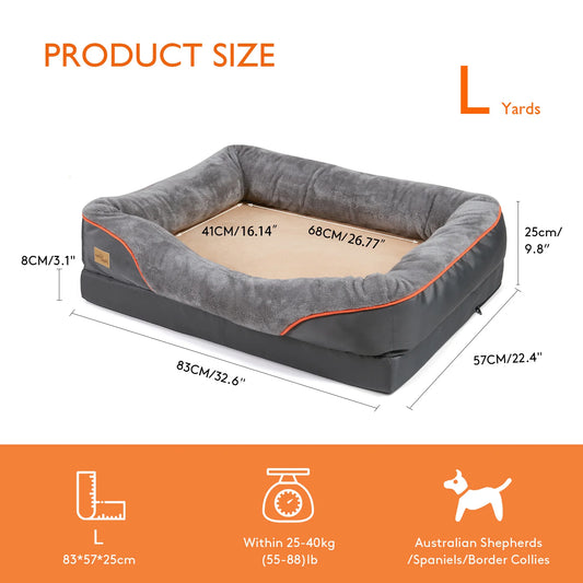 BINGOPAW Dog Bed With Removable Washable Fleece Cover Waterproof